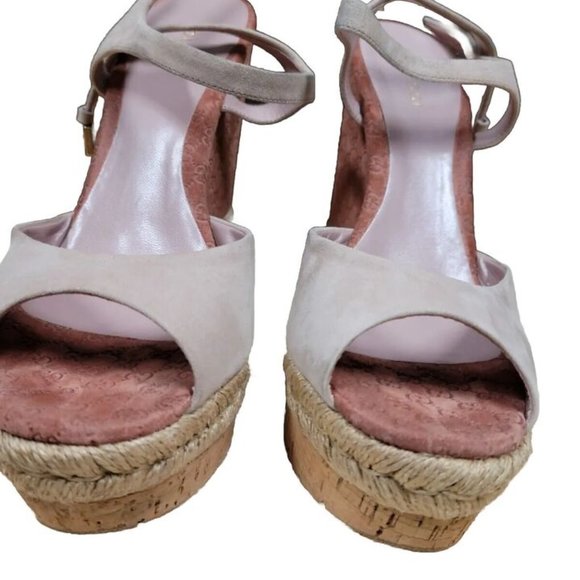 GUCCI Monogram Pattern Pink Suede Espadrilles 9.5 Pre-Loved - Picture 13 of 15